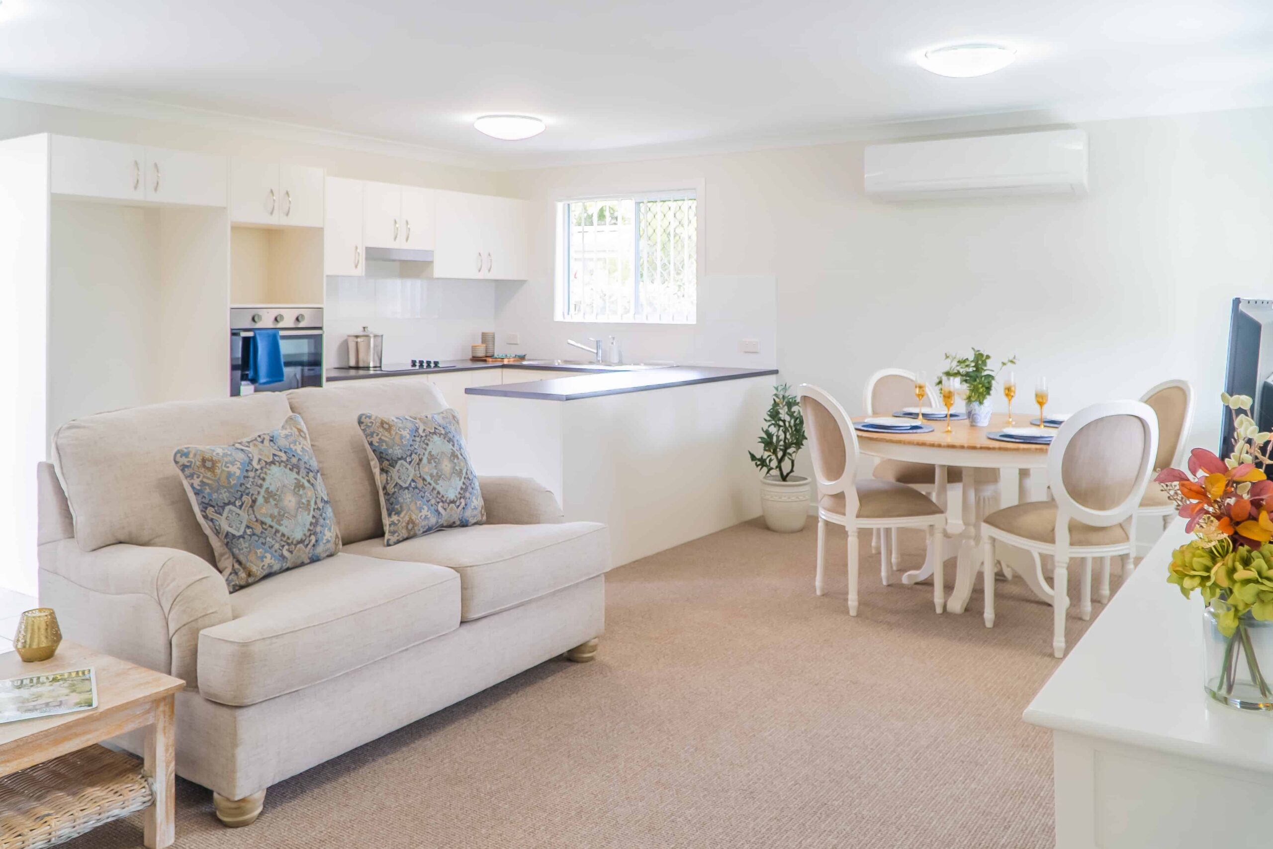 Open plan living space in one of our Burpengary retirement village homes