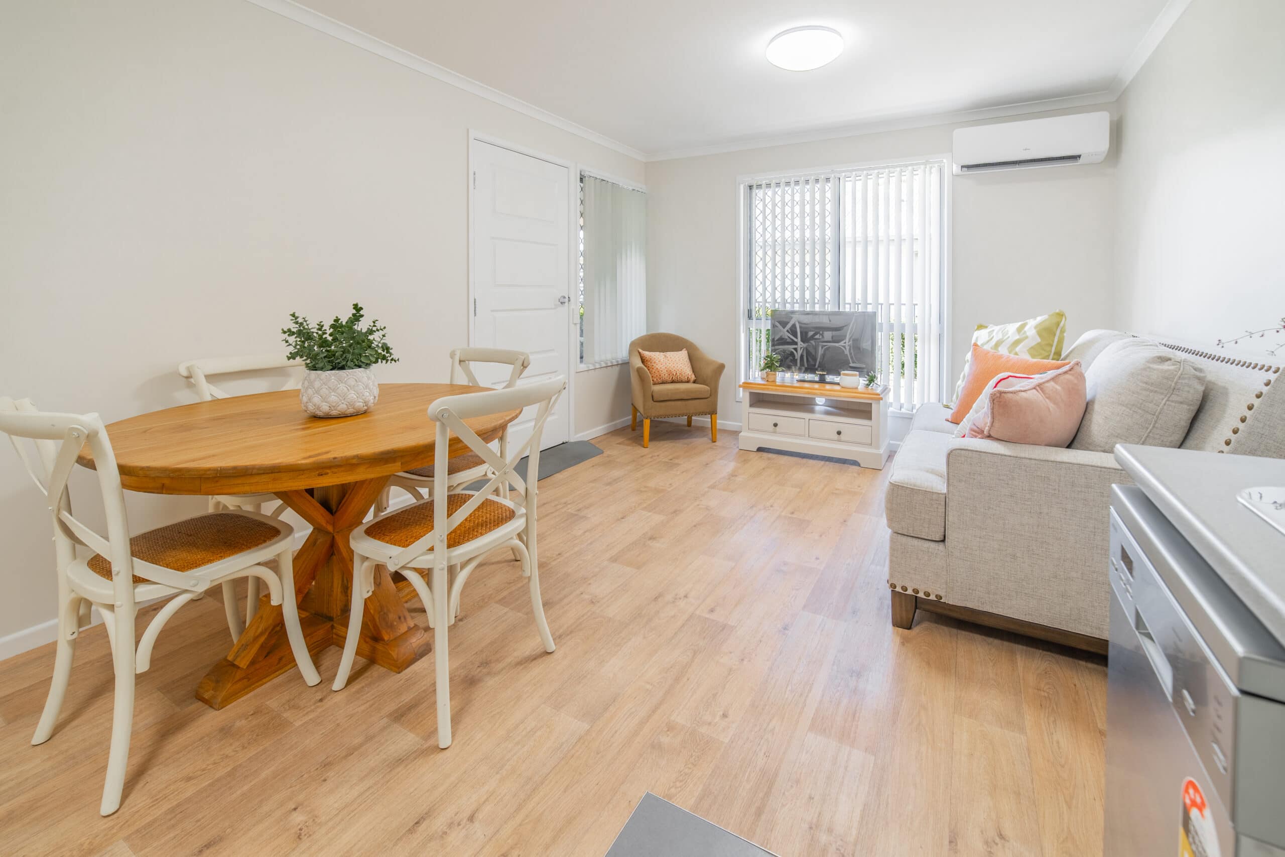 Dining and living area in one of our Oak Tree Goodna properties