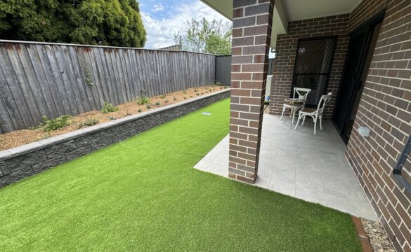 A view of the garden at Moss Vale Villa 8 at Oak Tree Retirement Village