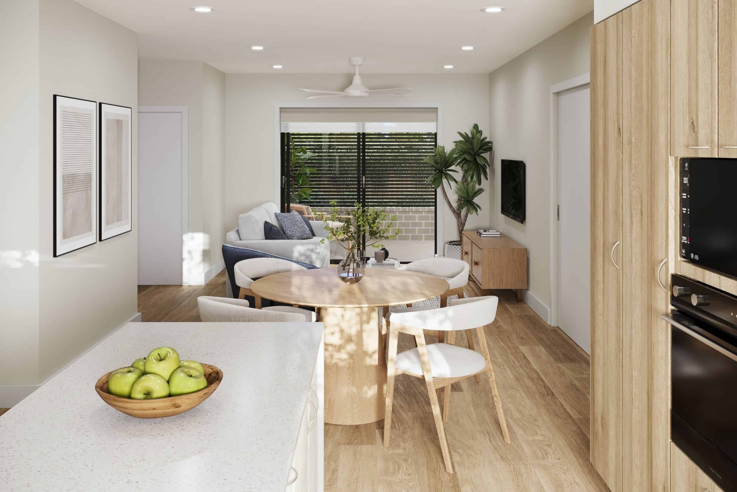 Oak Tree Retirement Village Darling Heights_3 Bedroom_Kitchen Dining Living_2560x1709