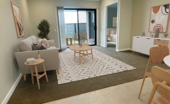 Modern retirement village living room interior