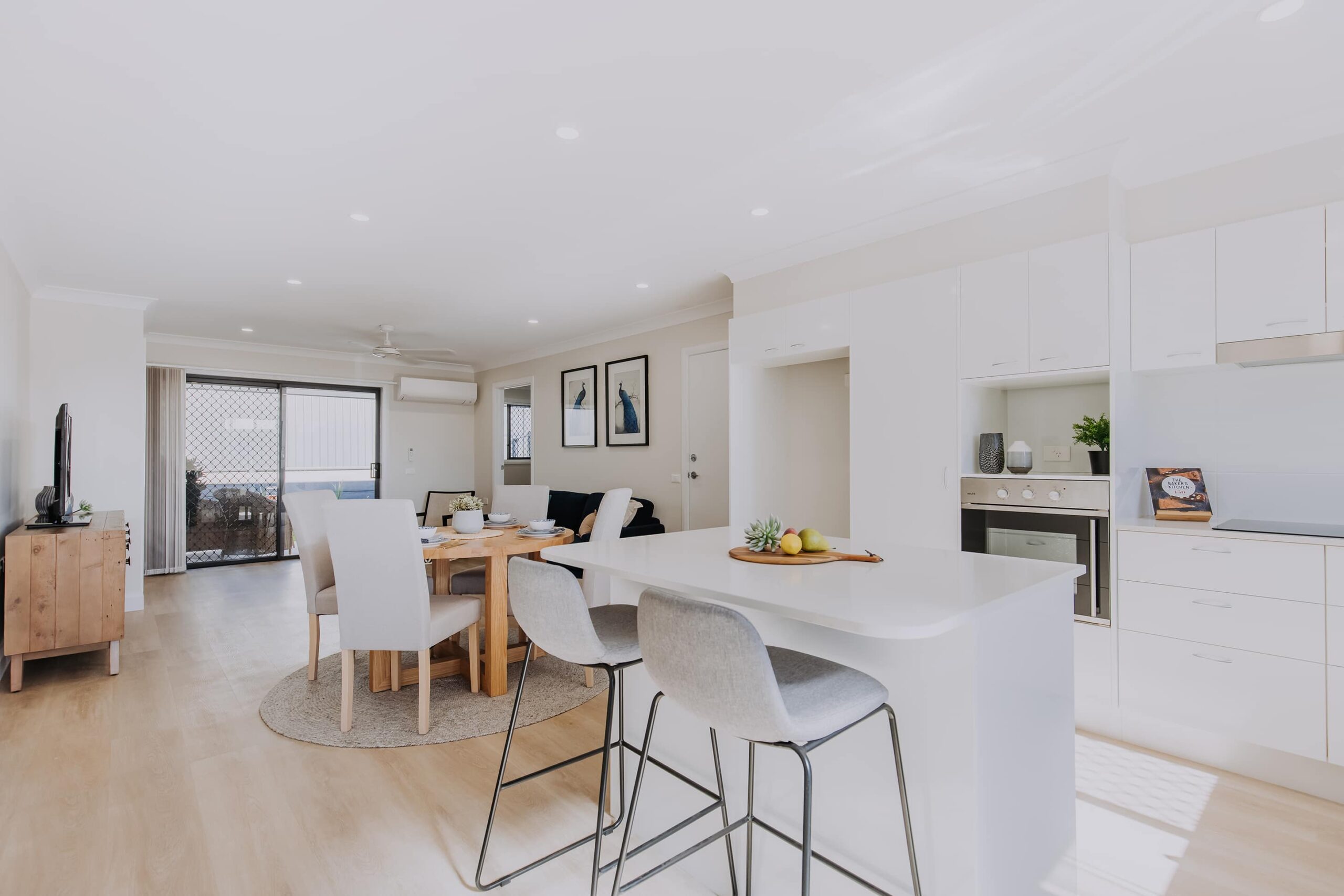 Open plan kitchen living dining area in one of our Gunnedah retirement village homes