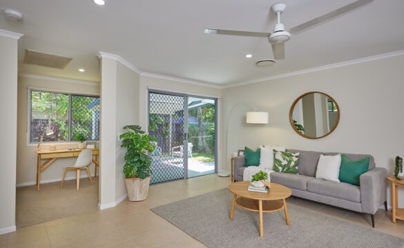 Open plan living area in one of our Oak Tree Retirement Village Cairns Villas