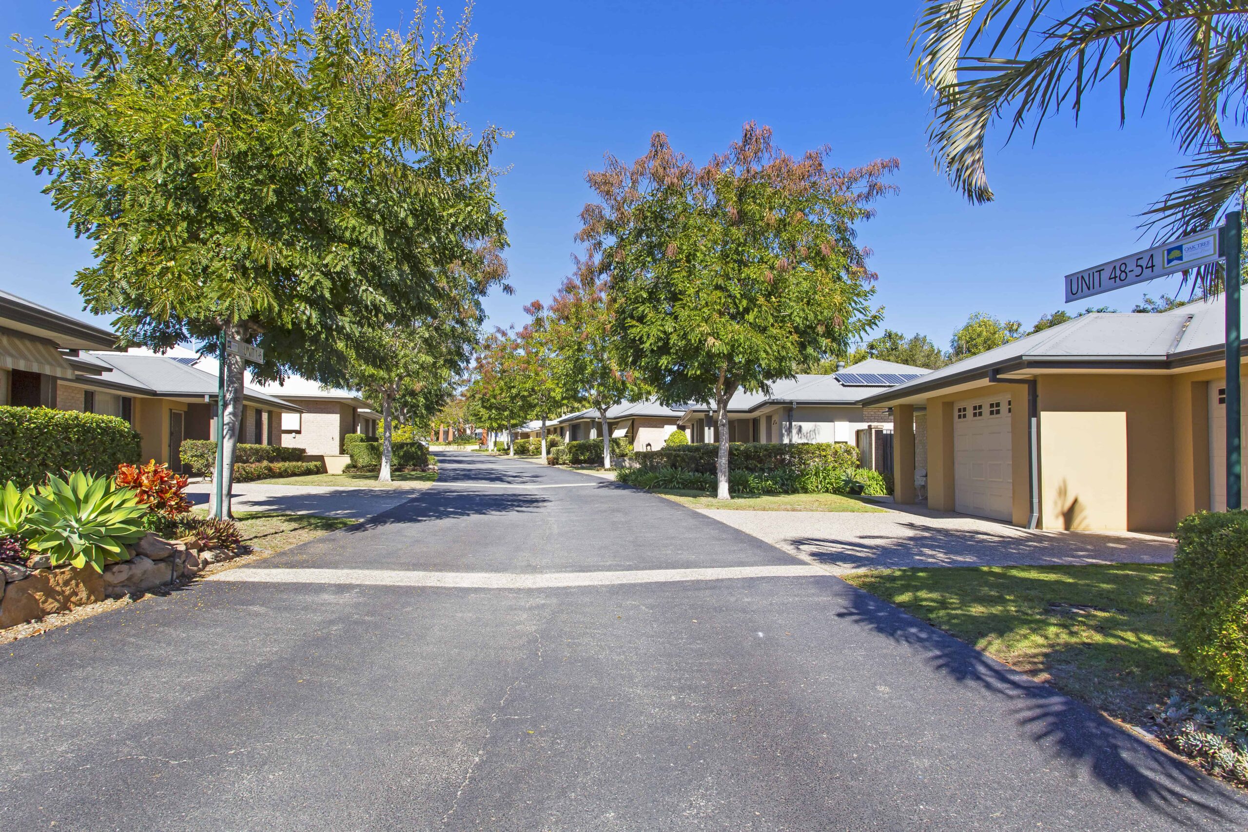 Well kept street at Oak Tree Retirement Village Victoria Point