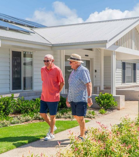 Two men out for a walk around our Coffs Harbour Retirement Village