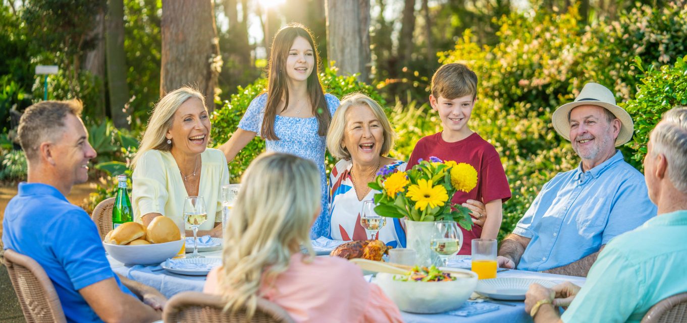 Seniors with friends and family at Oak Tree