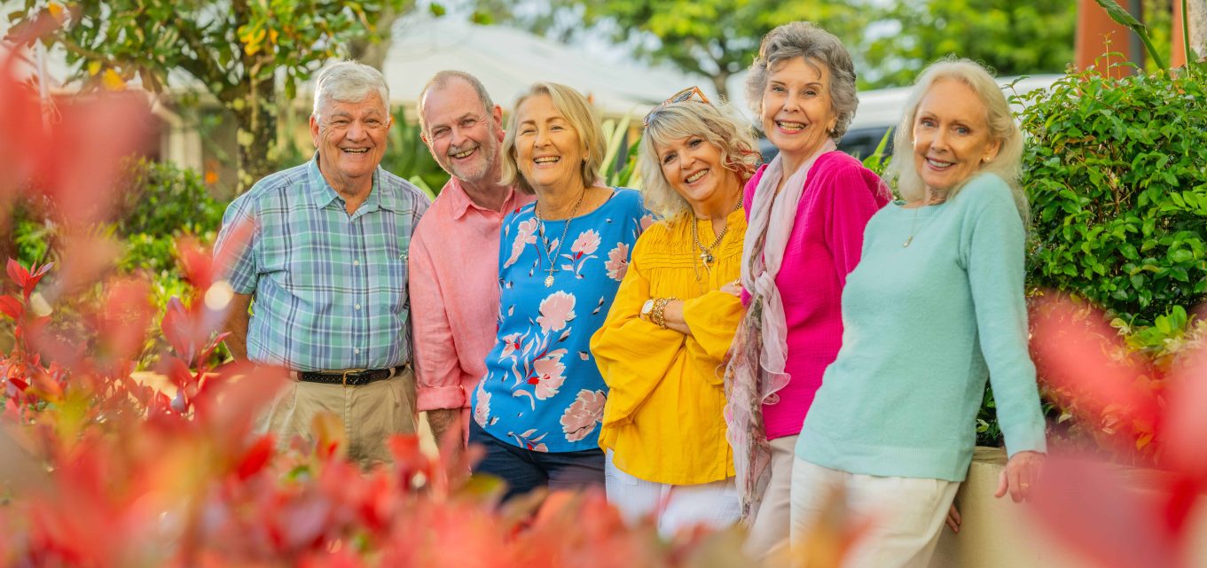 A group of seniors enjoying the retirement lifestyle at Oak Tree Retirement Villages in Brisbane
