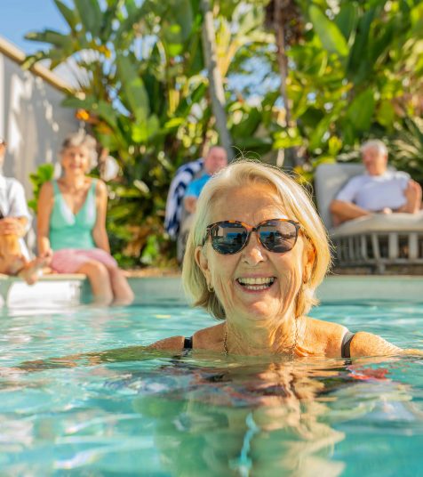 Seniors enjoying the pool at one of our retirement villages