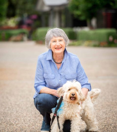 Lady and her dog enjoying retirement living in Toowoomba