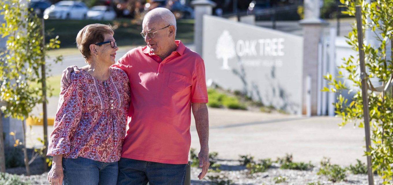 Senior couple enjoying the retirement lifestyle at an Oak Tree Retirement Village