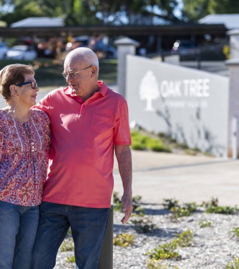 A senior couple walking around Coffs Harbour Retirement Village