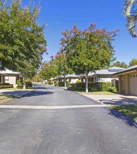 Well kept street at Oak Tree Retirement Village Victoria Point
